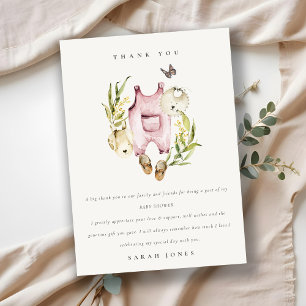 Niedliche Pink Leafy Foliage Girl Clothes Kinderdu Dankeskarte