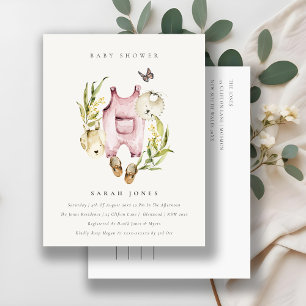 Niedliche Pink Leafy Foliage Girl Clothes Kinderdu Postkarte