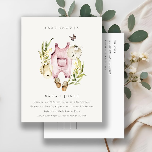 Niedliche Pink Leafy Foliage Girl Clothes Kinderdu Postkarte (Von Creator hochgeladen)