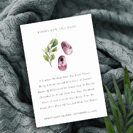 Niedliche Pink Leafy Shoes Bücher für Babydusche Begleitkarte