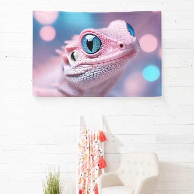 Niedliche Pink-Lizard mit Big Blue Eyes Banner (InSitu)