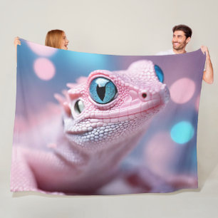 Niedliche Pink-Lizard mit Big Blue Eyes Fleecedecke