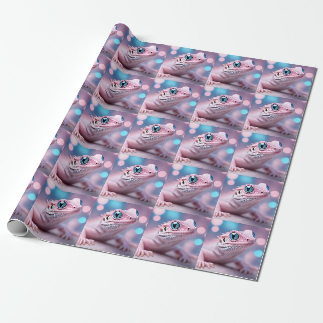 Niedliche Pink-Lizard mit Big Blue Eyes Geschenkpapier (Ungerollt)