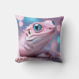 Niedliche Pink-Lizard mit Big Blue Eyes Kissen