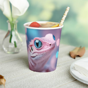 Niedliche Pink-Lizard mit Big Blue Eyes Pappbecher