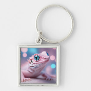 Niedliche Pink-Lizard mit Big Blue Eyes Schlüsselanhänger