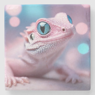Niedliche Pink-Lizard mit Big Blue Eyes Steinuntersetzer
