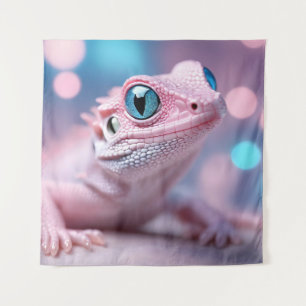 Niedliche Pink-Lizard mit Big Blue Eyes Wandteppich