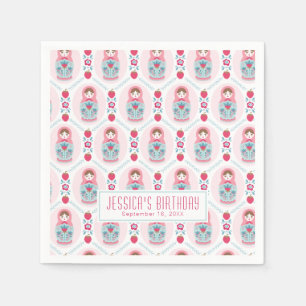 Niedliche Pink-Matryoshka-Puppe Serviette