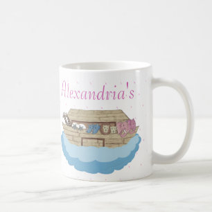 Niedliche Pink Noah's Ark Individuelle Name Gesche Kaffeetasse