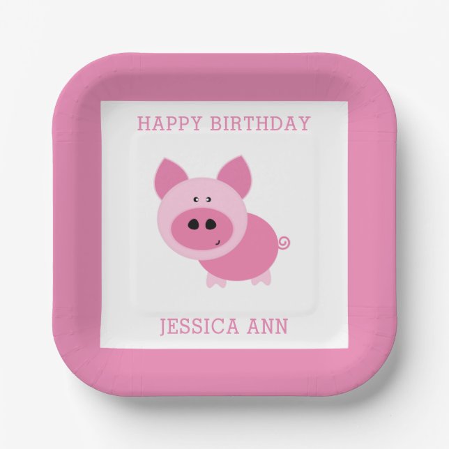 Niedliche Pink Pig Paper Teller (Vorderseite)