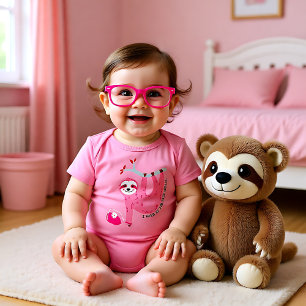 Niedliche Pink-Pikleball-🦥 Baby Strampler