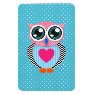 Niedliche Pink Polka Dots Funny Owl Magnet