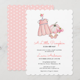 Niedliche Pink Pumpkin Girl Babydusche Einladung