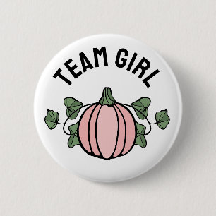 Niedliche Pink Pumpkin Team Girl Gender Reveal Button