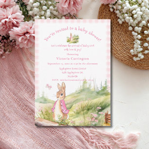 Niedliche Pink Rabbit Babydusche Einladung