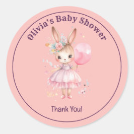 Niedliche Pink Rabbit Babydusche Runder Aufkleber