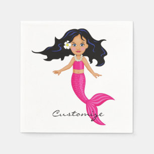 Niedliche Pink-Schwänze-Mermaid Thunder_Cove Serviette