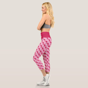 Niedliche Pink-Tennisball-Drucksportarten mit hohe Capri Leggings