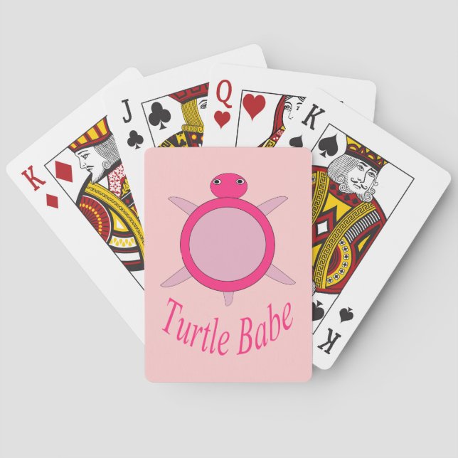 Niedliche Pink Turtle Babe Karten Spielkarten (Rückseite)