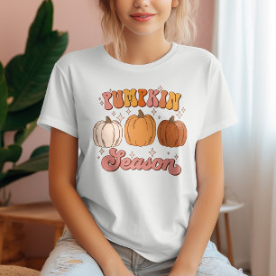 Niedliche Pink- und Orangefarbene Retro-Pumpkin-Sa Tri-Blend Shirt