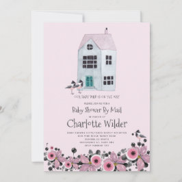 Niedliche Pink Watercolor Kinderdusche per Mail Einladung