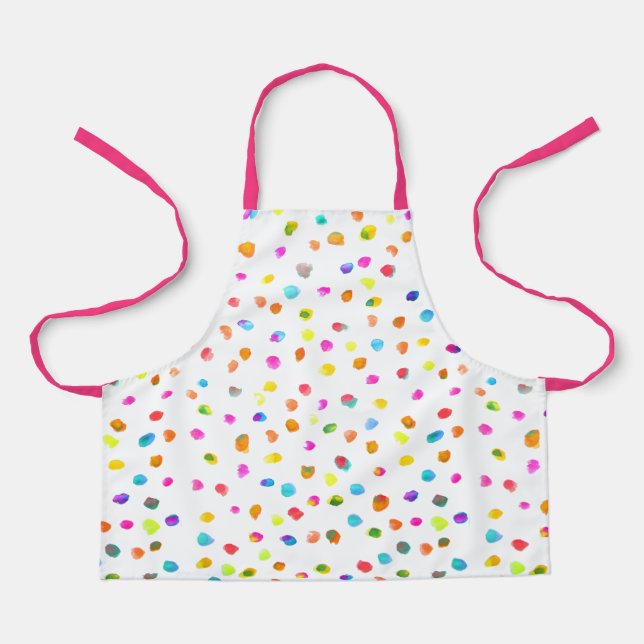 Niedliche Pink-weiß-Polka-Dot-Kunst-Kinder Schürze (Vorderseite)