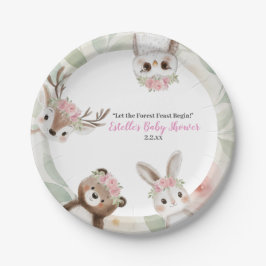 Niedliche Pink Woodland Animals Girl Baby Dusche Pappteller
