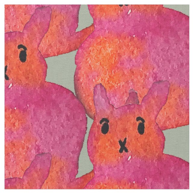 Niedliche pinkfarbene KatzenAquarellbilder Stoff (Nahaufnahme)