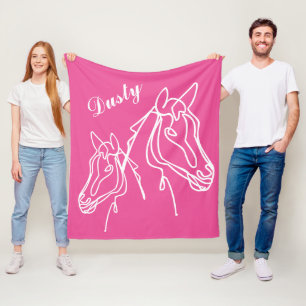 Niedliche pinkfarbene Pferde zeichnend Fleecedecke