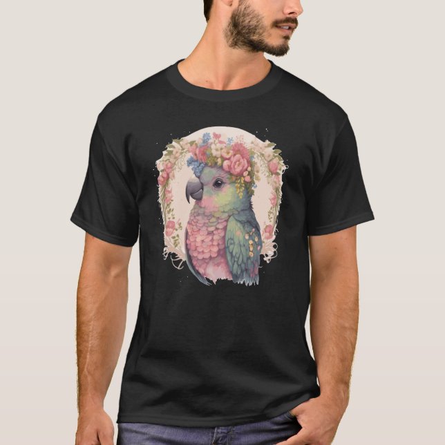 Niedliche Pionus-Papagei-Blume T-Shirt (Vorderseite)