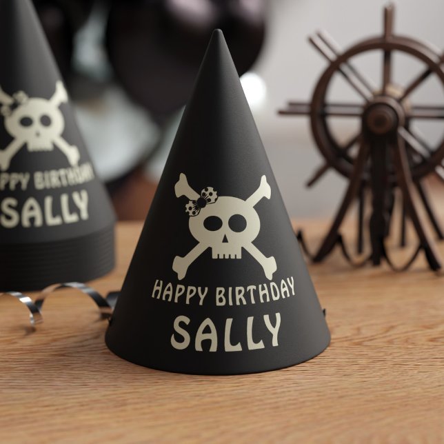 Niedliche Pirate Birthday Skull Crossbones Party H Partyhütchen (Perfect party hat for pirates.  🏴‍☠ Yarrr! Just add your name ☠️)