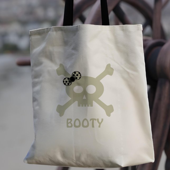 Niedliche Pirate Girl Skull und Crossbones Tote Ba Tragetasche (Set sail for lots of booty! Add your name. Makes a fun trick or treat bag)
