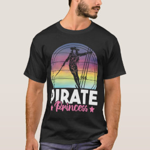Niedliche Piratenprinzessin Girls Retro Sunset Shi T-Shirt