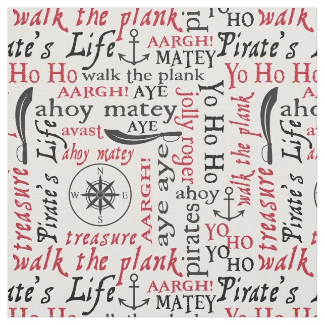 Niedliche Piratenworte Stoff (Muster)