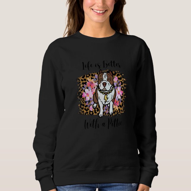 Niedliche Pitbuli-Mama mit Pittie Dog Ladie Sweatshirt (Vorderseite)
