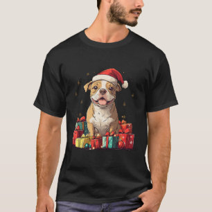 Niedliche Pitbuli Weihnachtsmannmütze Funny Christ T-Shirt