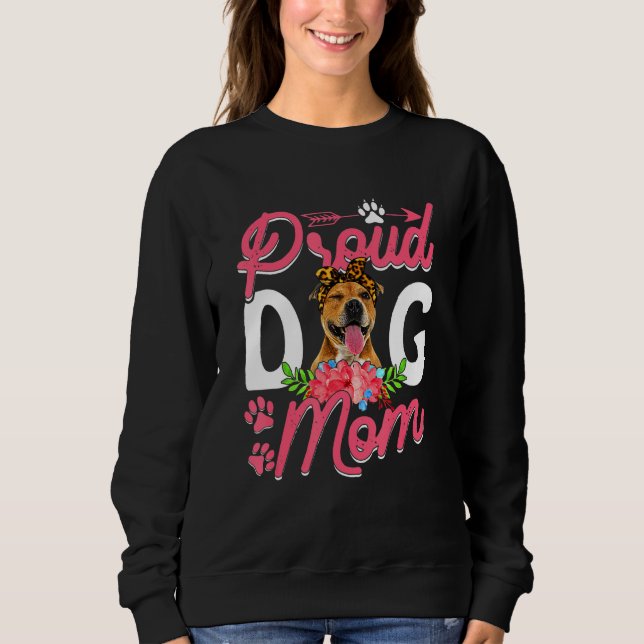 Niedliche Pitbull Hund Mama Sonniger Muttertag Sweatshirt (Vorderseite)