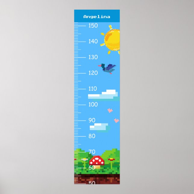 Niedliche Pixel Art Landscape Growth Charts Poster (Vorne)