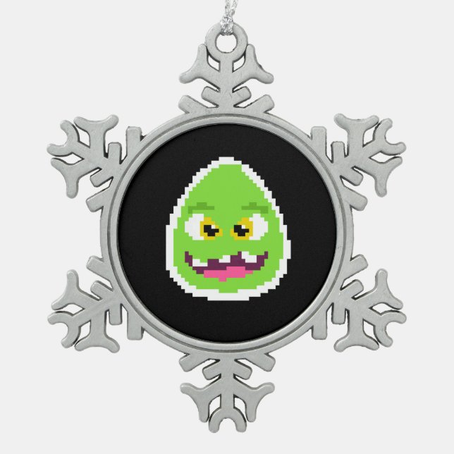 Niedliche pixelförmige Tasse Schneeflocken Zinn-Ornament (Vorderseite)