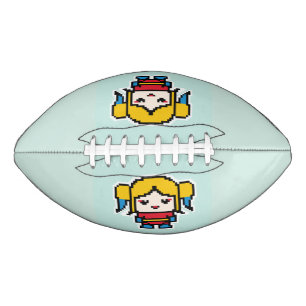 Niedliche pixelige, böse Girl-Pocket-Armbanduhr Football