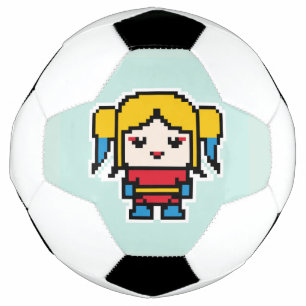Niedliche pixelige, böse Girl-Pocket-Armbanduhr Fußball