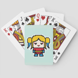 Niedliche pixelige, böse Girl-Pocket-Armbanduhr Spielkarten