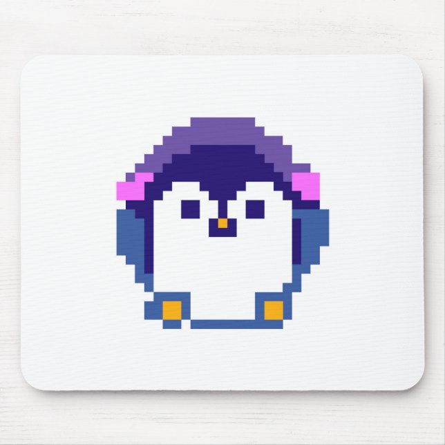Niedliche pixelige Pinguinpilzkissen Mousepad (Vorne)