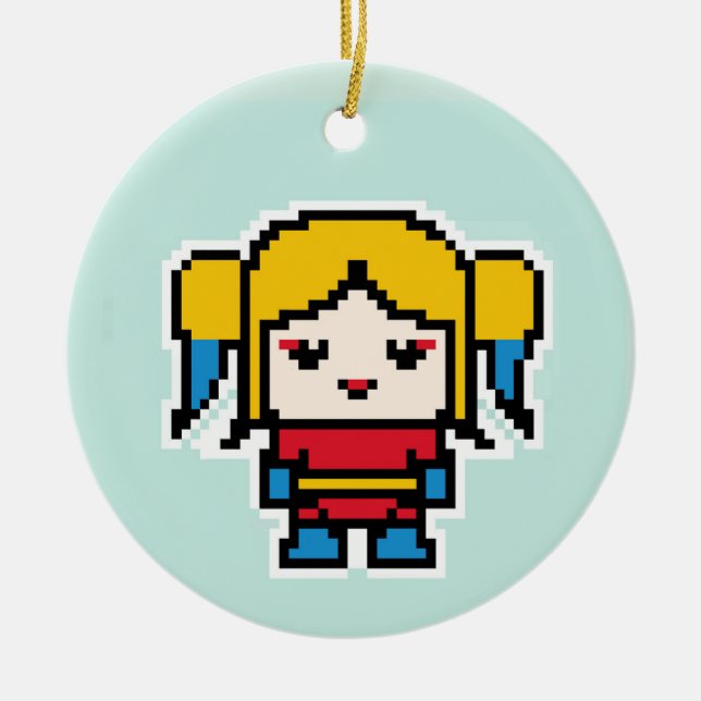 Niedliche pixelige, schlechte Hosentaschenuhr Keramik Ornament (Vorne)