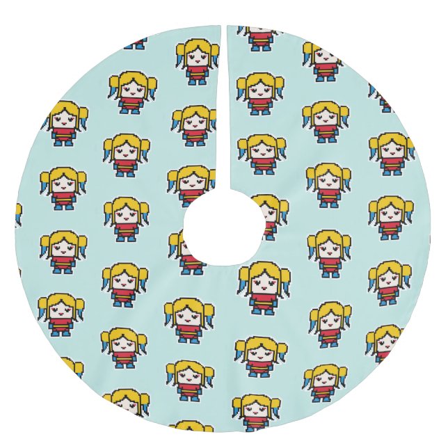 Niedliche pixelige, schlechte Hosentaschenuhr Polyester Weihnachtsbaumdecke (Vorderseite)