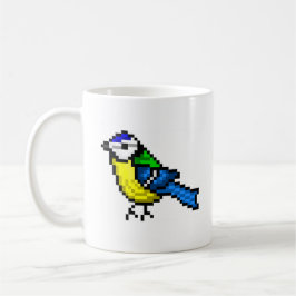 Niedliche Pixelkunst blauer Tit Tasse