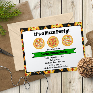 Niedliche Pizza Geburtstagsparty Einladung