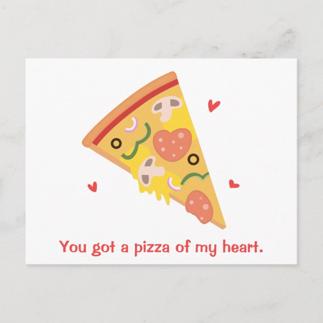 Niedliche Pizza meines Heart Pun Liebe Spaßes Postkarte (Vorderseite)