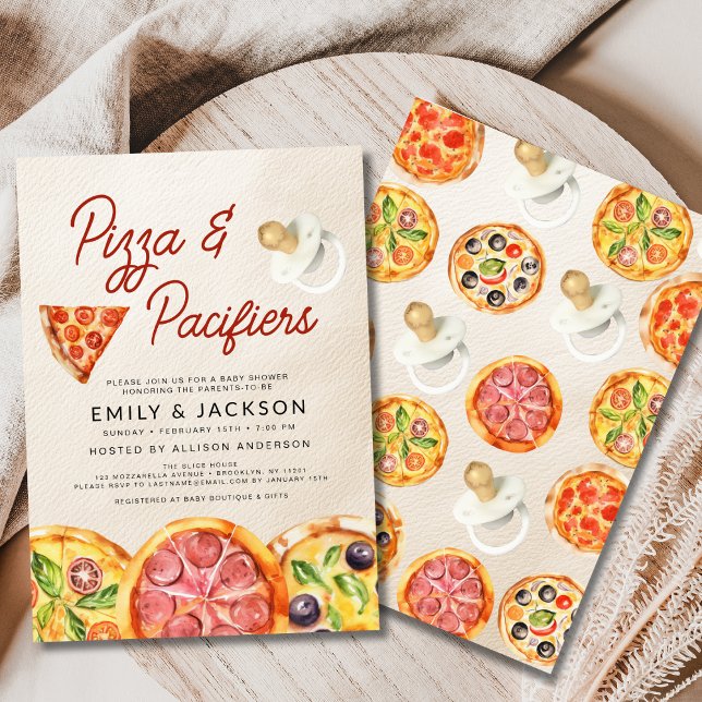 Niedliche Pizza & Schnuller Kinderdusche Einladung (Von Creator hochgeladen)
